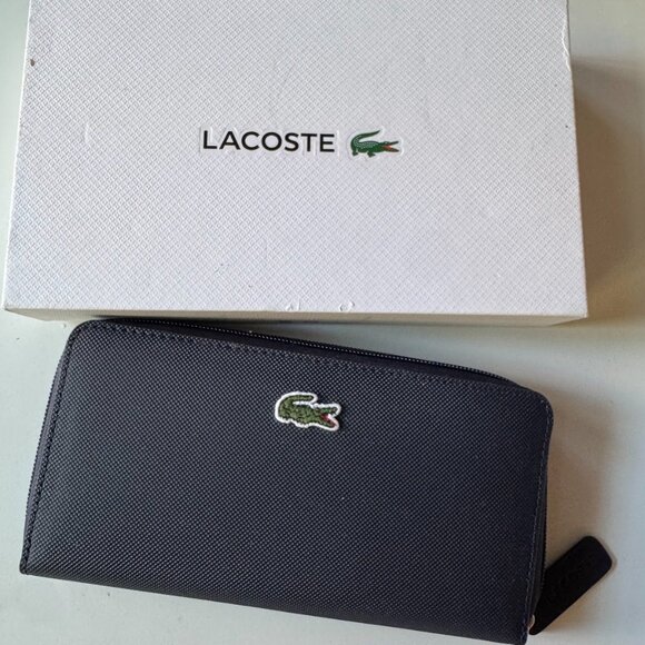 NWOT Lacoste Dark Blue Zip Wallet - Picture 1 of 7